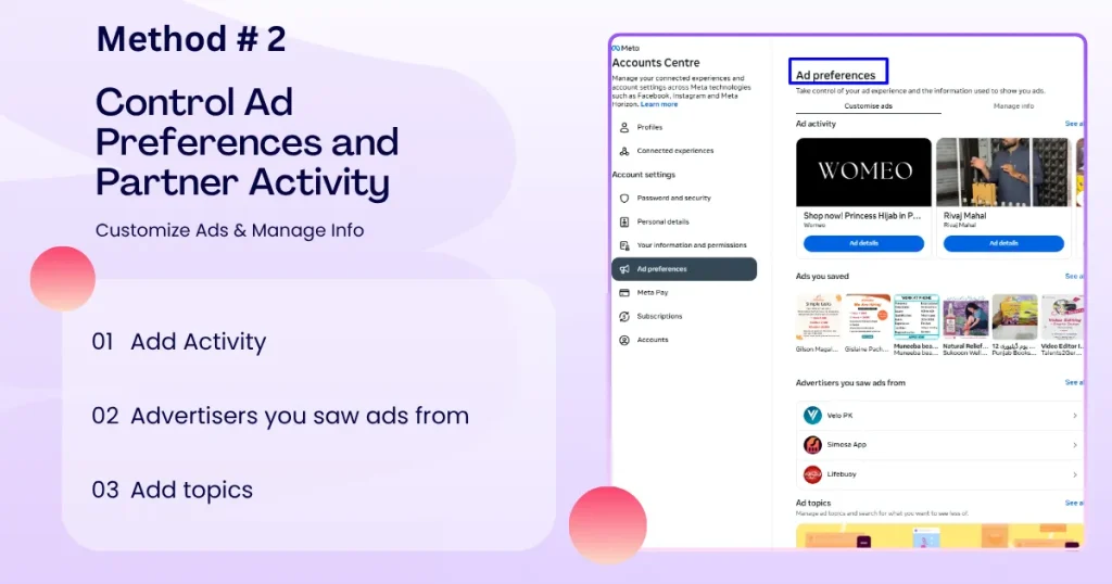 Control Ad Preferences and Partner Activity