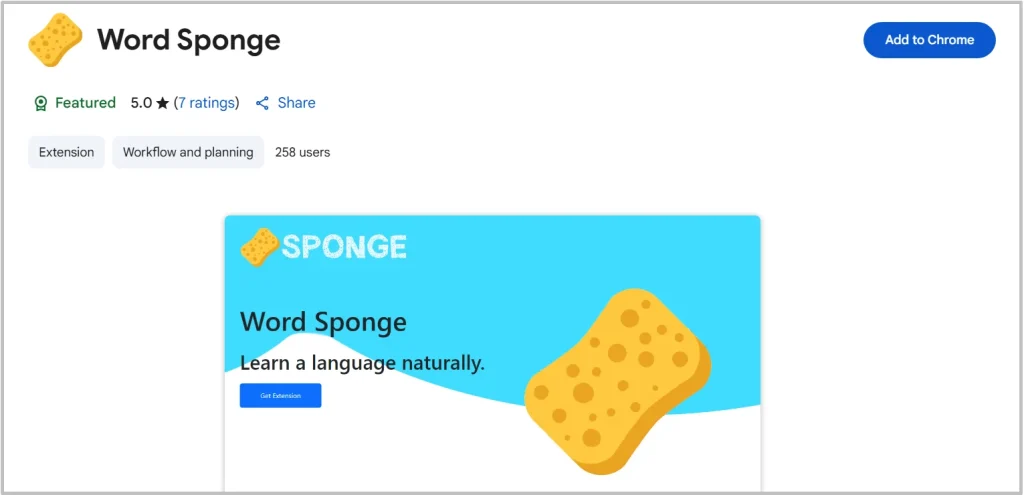 Word Sponge Extension - Top 2025 Chrome Extensions to Learn Vocabulary Fast