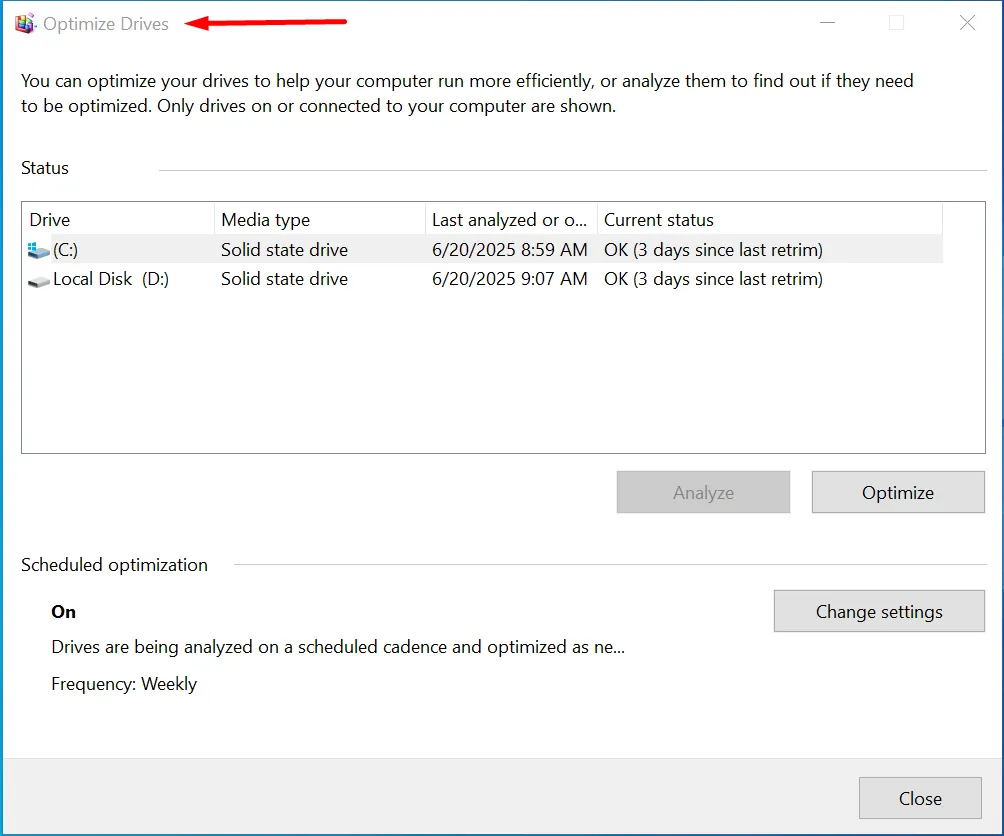 Optimize Drives