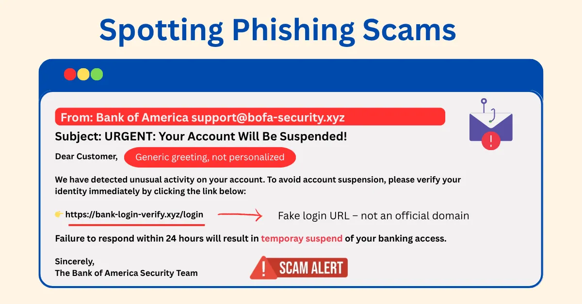 Spotting Phishing Scams for your online account security