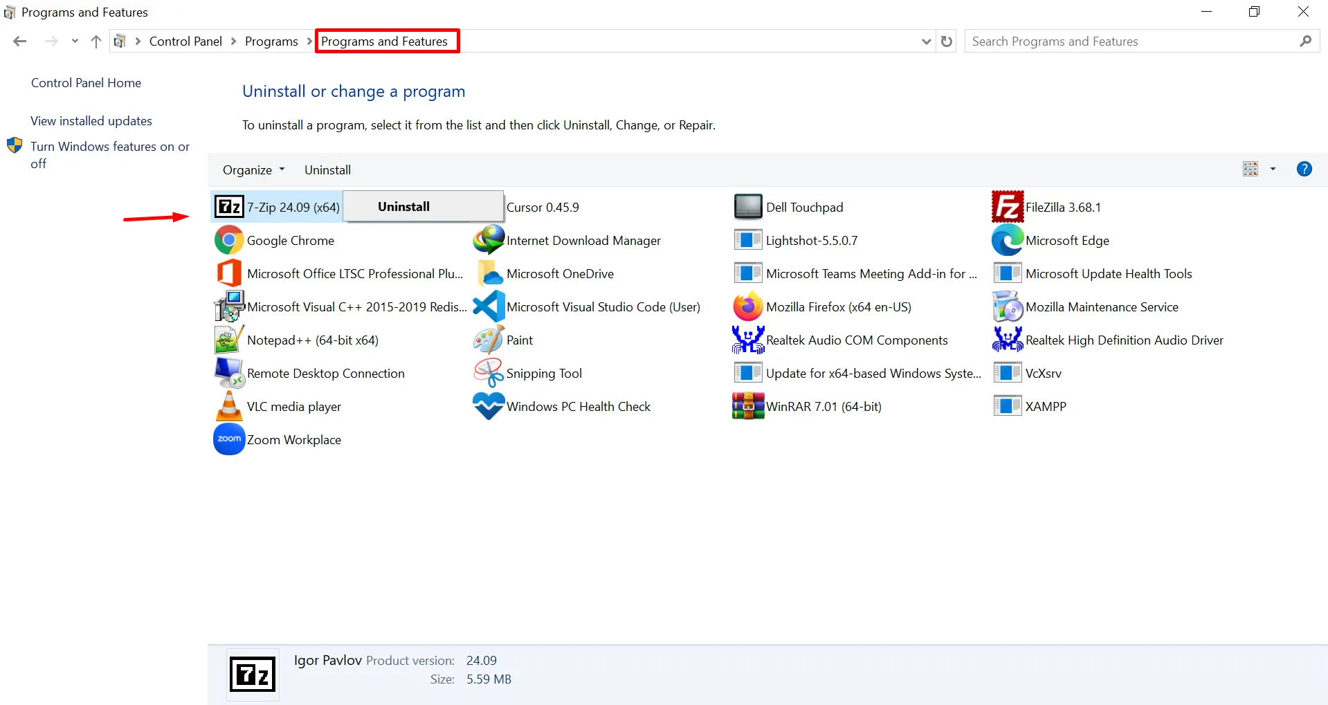 Uninstall a Program