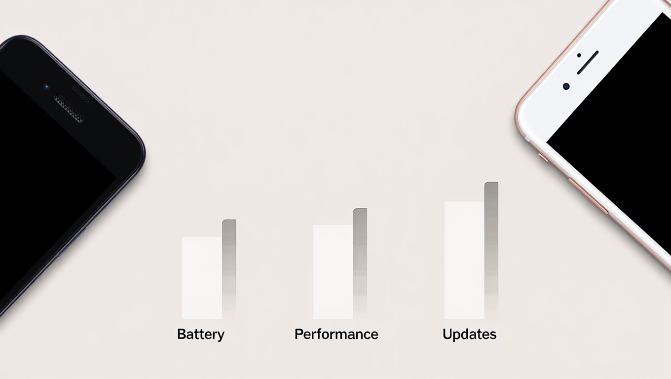 Android vs iPhone comparison showing battery, performance, and longevity