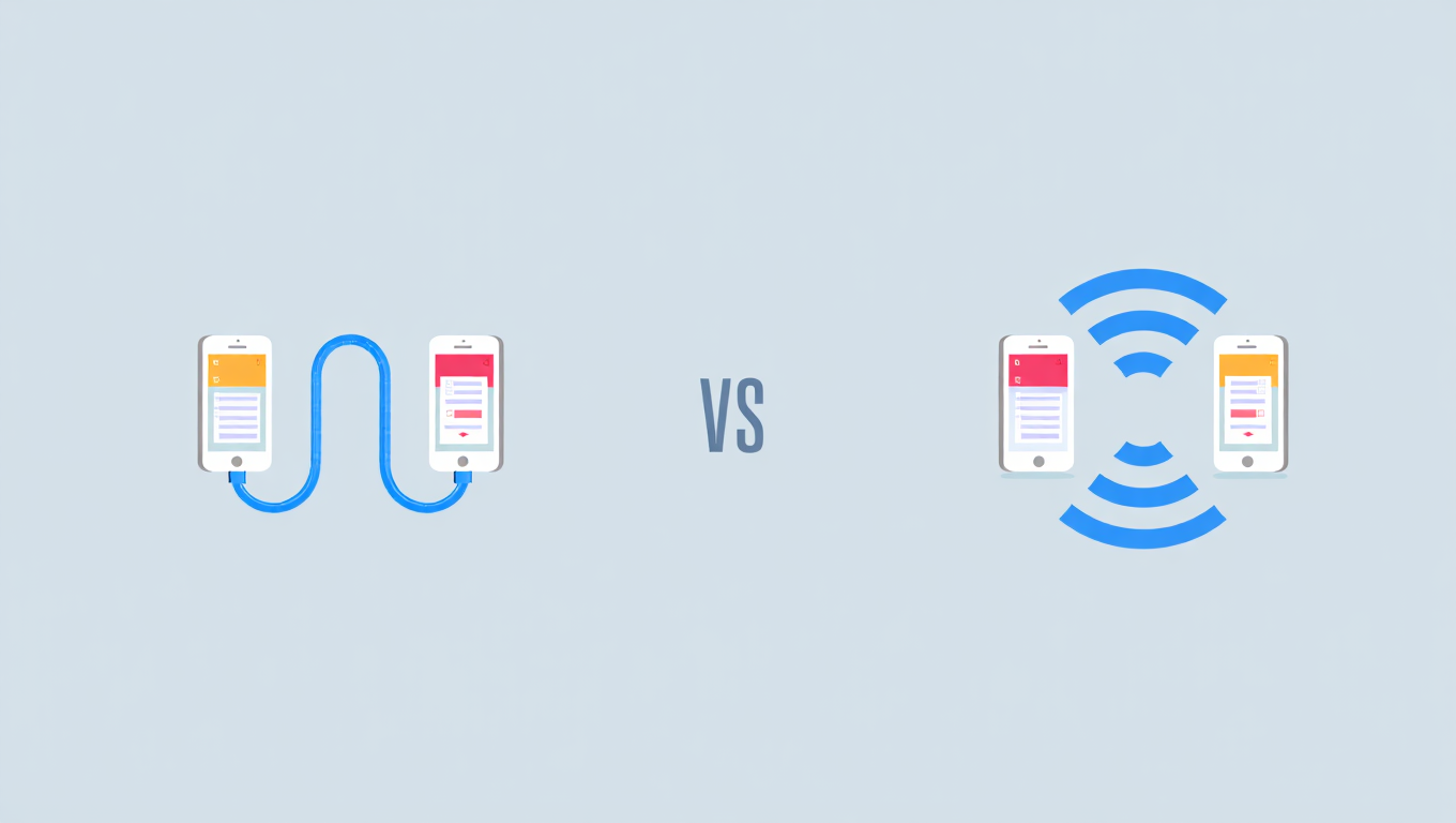 Cable vs wireless phone data transfer comparison