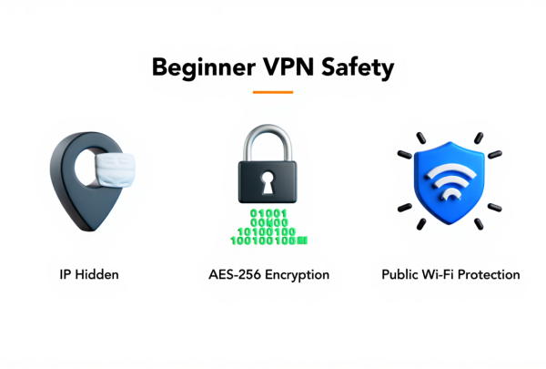 Best free VPNs for beginners in 2026 showing secure encrypted connection on laptop