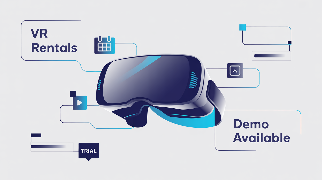 Visual guide showing benefits of VR rentals and demos before purchase.