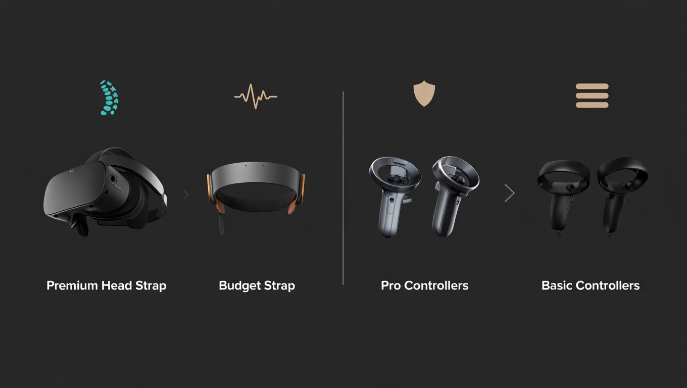 Comparison of official and third-party VR accessories.